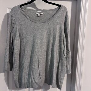 Liz Claiborne Light Gray Cotton Cashmere Sweater